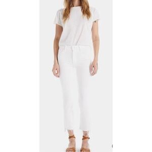 Mother Denim Jeans Insider Crop Fray White Stayin Alive Size 24